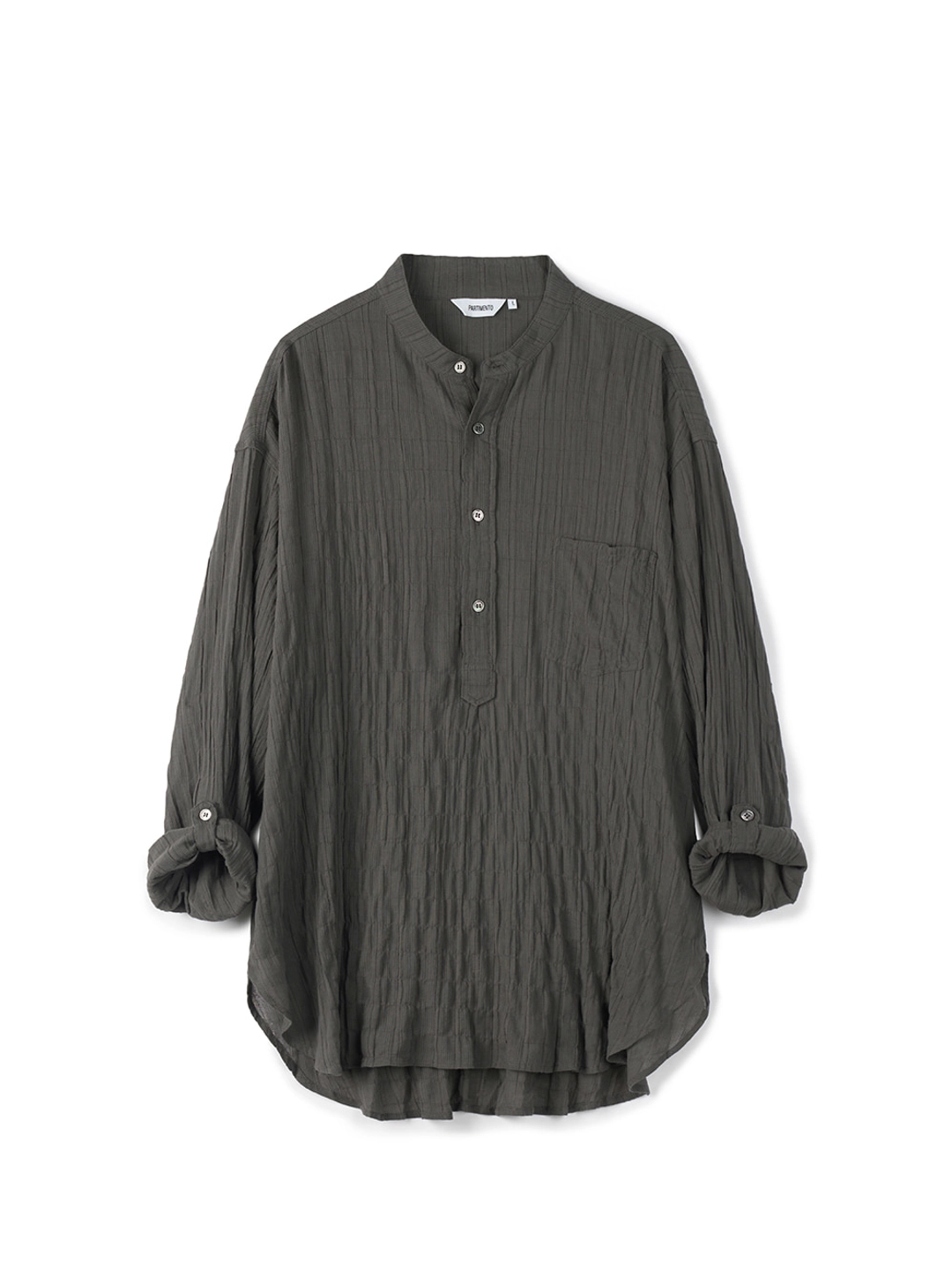 파르티멘토 Crinkle Henley Roll Up Shirts_Charcoal 상품 이미지 3