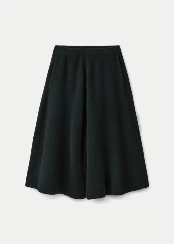 Wool cashmere flared pants_Moss green