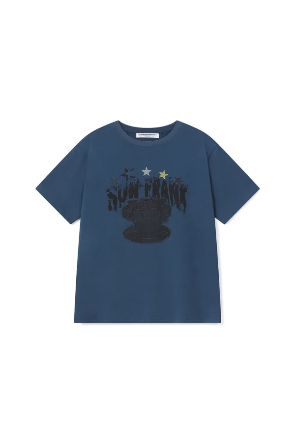 SUNBURN X PAUL FRANK OVERFIT T-SHIRT, NAVY