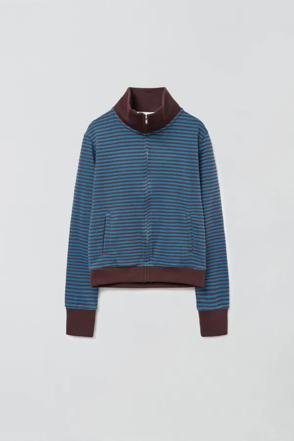 STRIPE SLIM ZIP-UP_BLUE