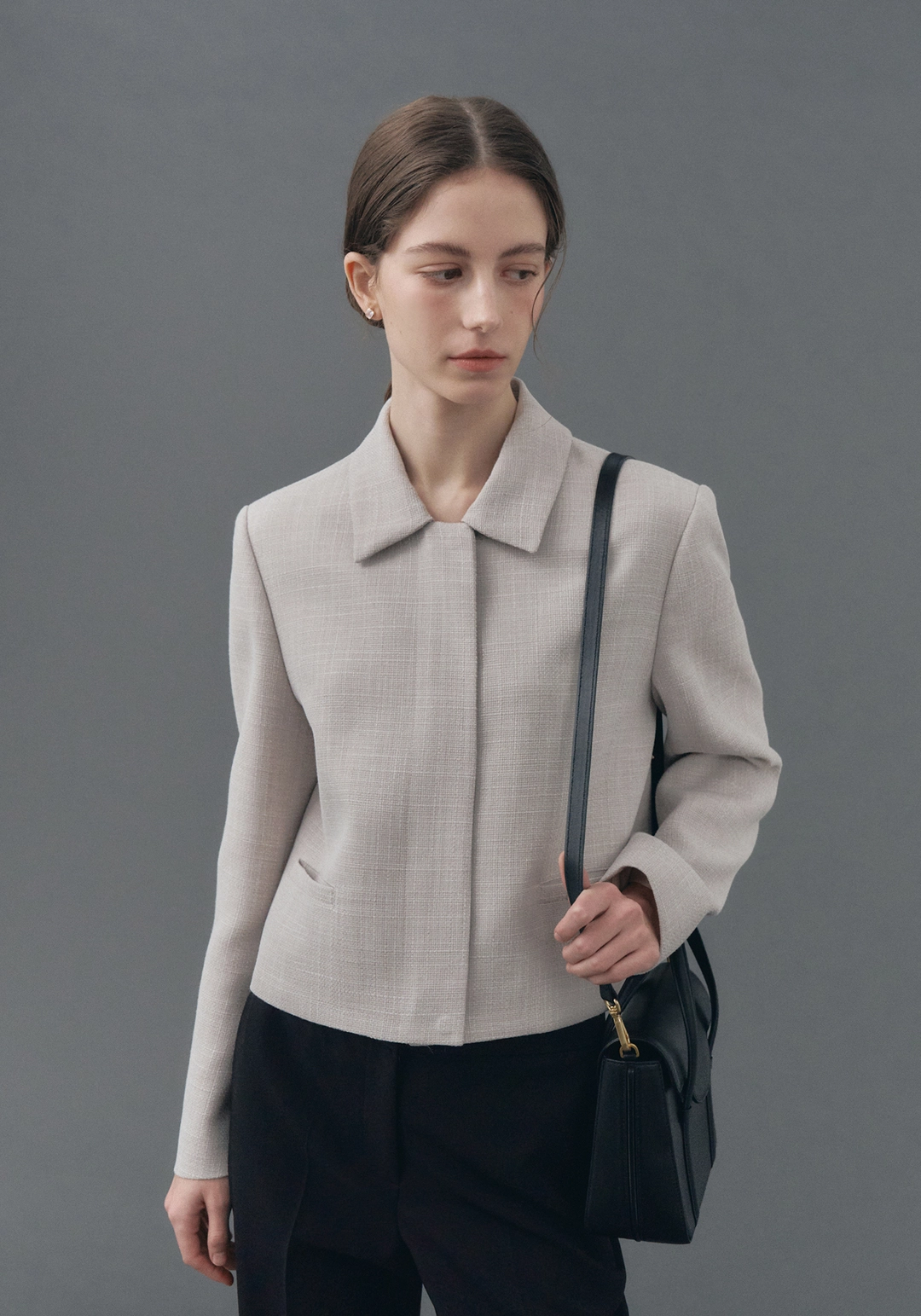 엘로주 Linda Tweed Zip-up Jacket (Cool Beige) 상품 이미지 1