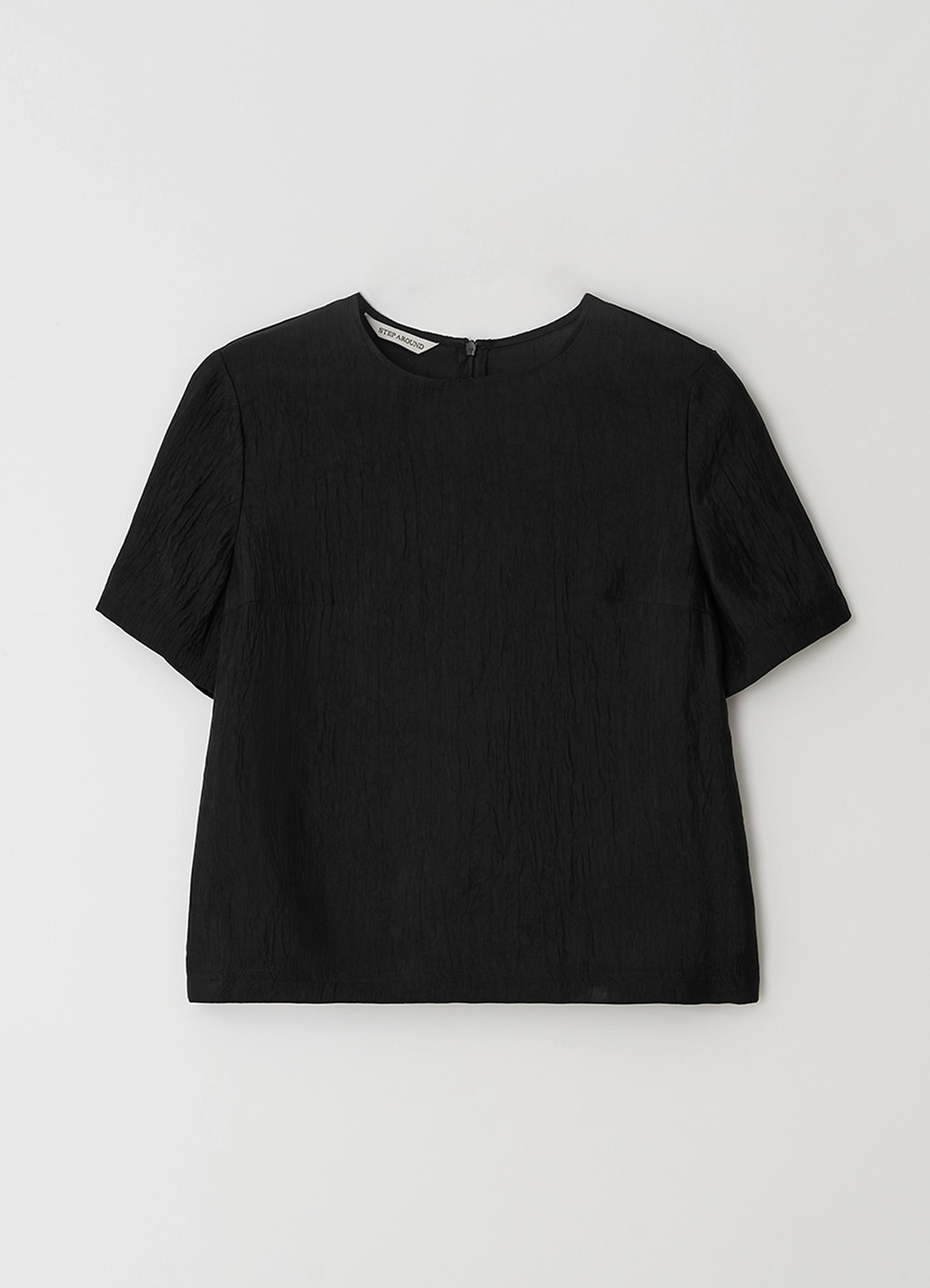 스텝어라운드 [9차] CRACK HALF SLEEVES BLOUSE_BLACK 상품 이미지 1