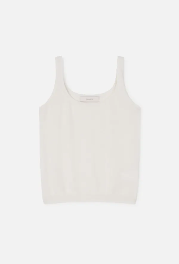 Cashmere Sleeveless Knit Top (Ivory)