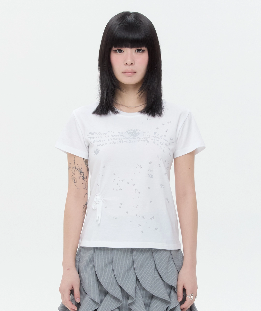 타입서비스 Glittered Spiral Ruched Top [White] 상품 이미지 1