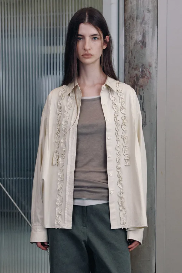 frill shirts jacket - cream