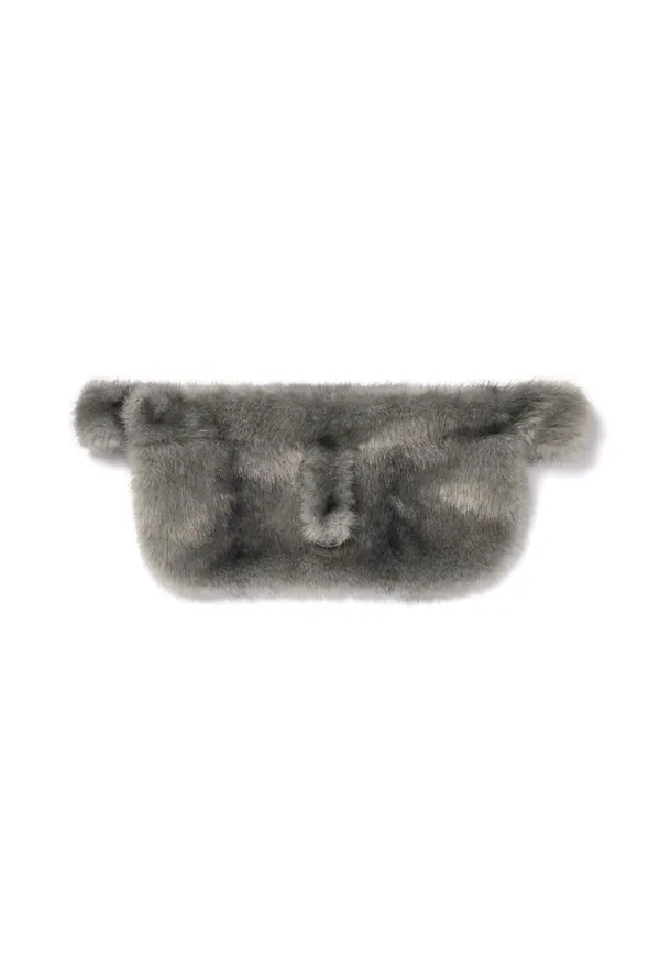 FURRY POCKET BELT BAG, GRAY