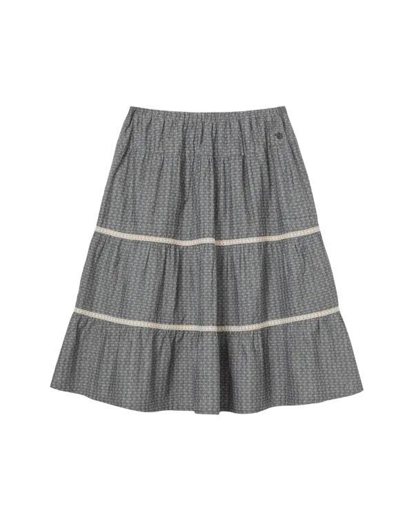 PATTERN TIERED SKIRT [CHARCOAL]