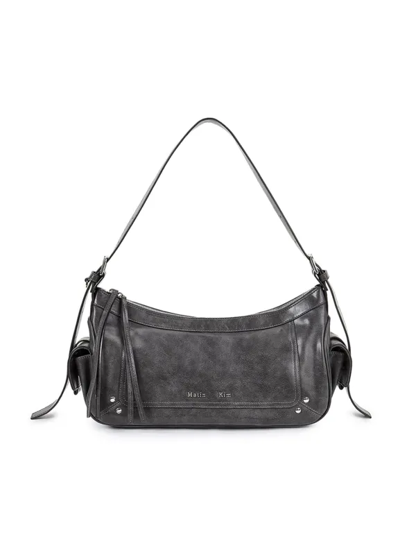 RIVET POINT QUAD SHOULDER BAG IN CHARCOAL