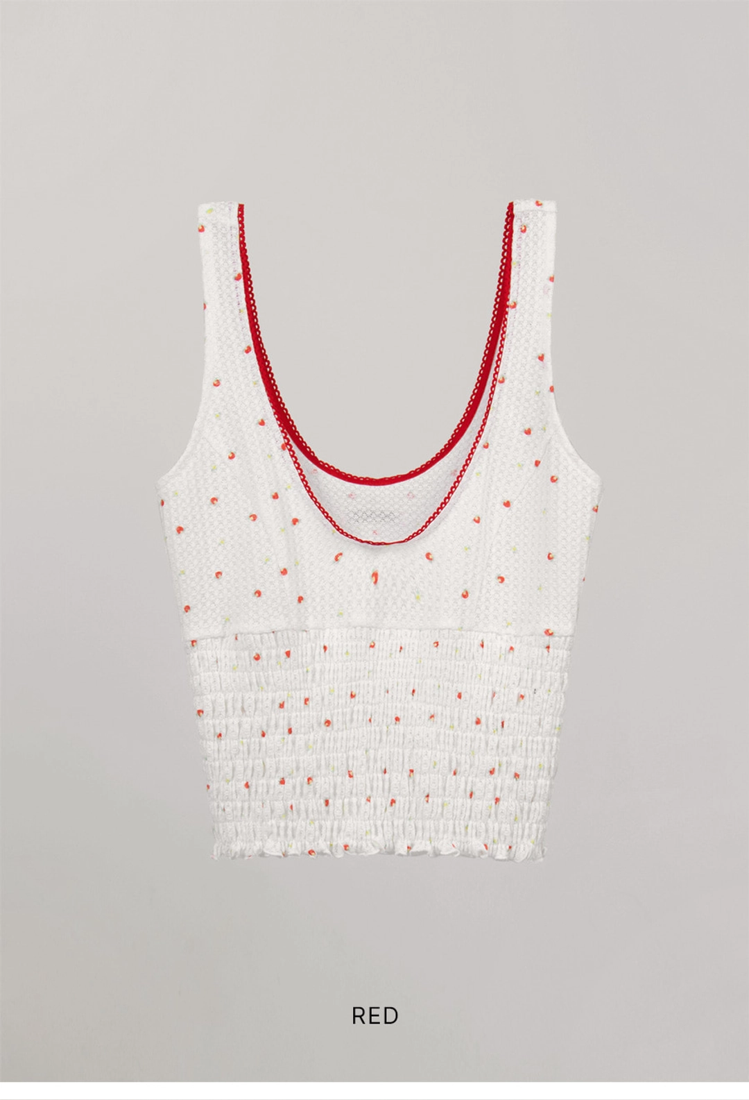 오버듀플레어 FLOWER U NECK SMOKING TOP_RED 상품 이미지 3