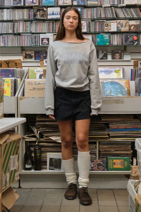 21 Logo Off Shoulder Sweatshirt - Grey