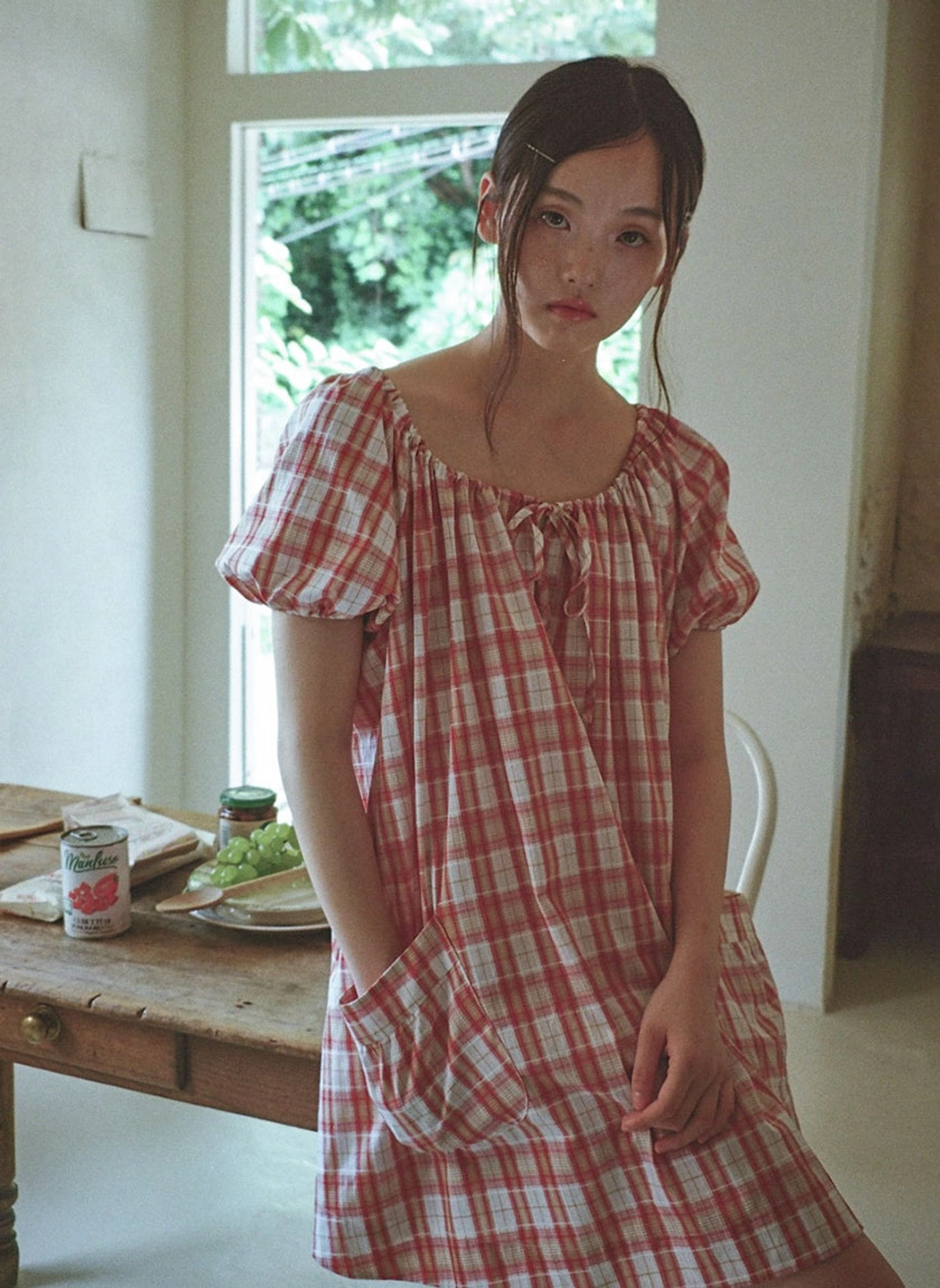 루루서울 Hay Check Mini Dress  (Red) 상품 이미지 2