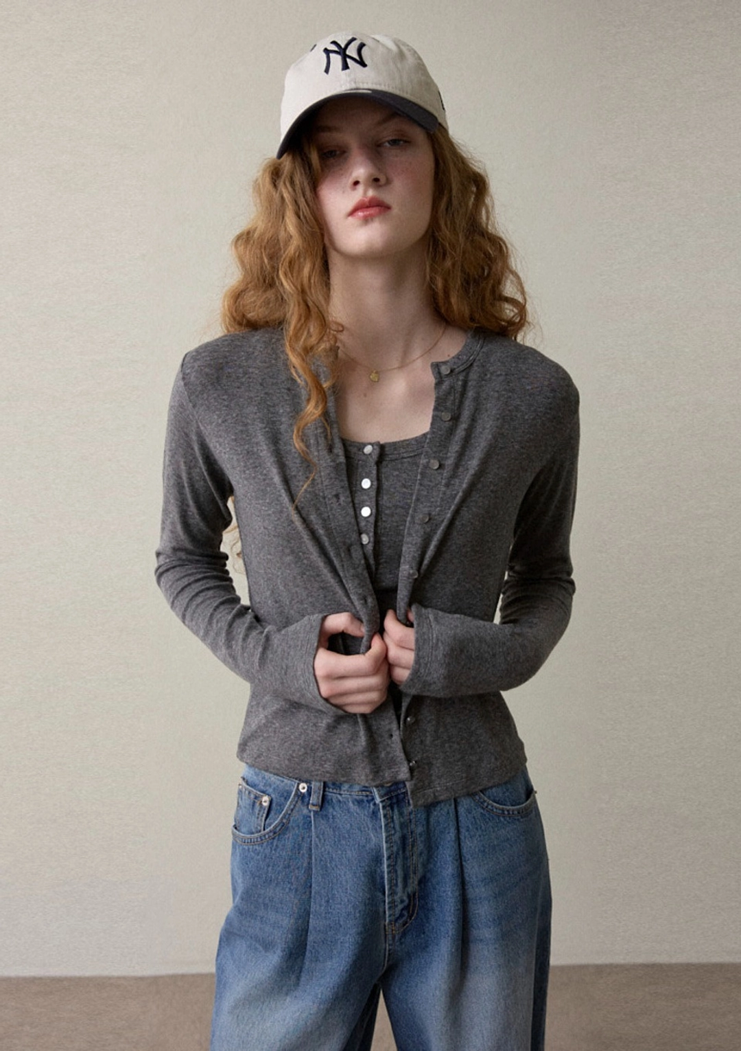 오픈도어 AW sleeve cardigan GRAY 상품 이미지 2