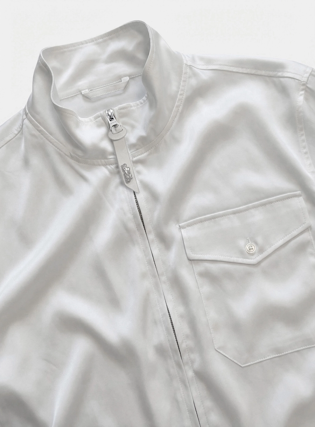 배드블러드 [w-jkt26-041] Contour High-Neck Lightweight Bomber Shacket - White 상품 이미지 2