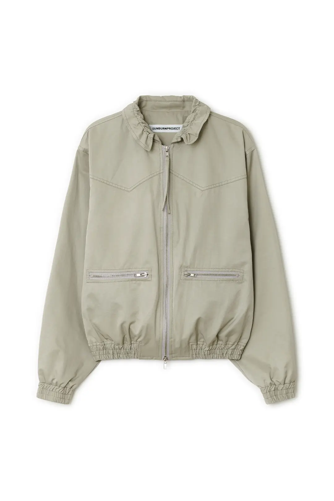 썬번프로젝트 STRING BOMBER SHIRRING JACKET, KHAKI BEIGE 상품 이미지 3