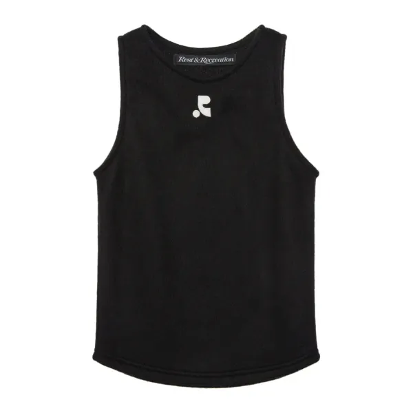 HAIRY KNIT TANK TOP - BLACK