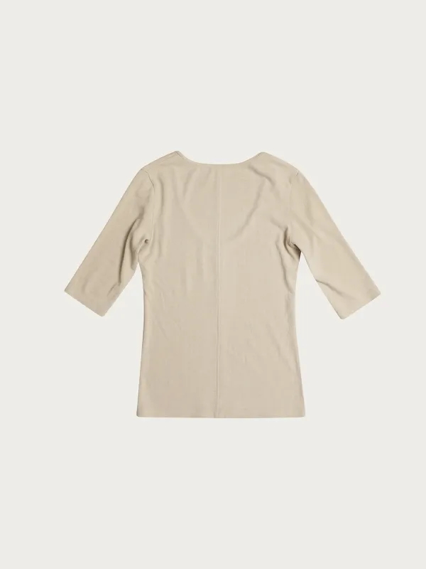 Ellen Angora Scoop Tee - Beige