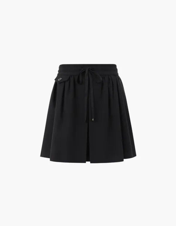 ribbon shirring skirt - black