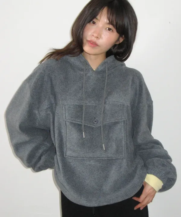 [10/14 순차배송] POCKET POINT FLEECE ANORAK CHARCOAL