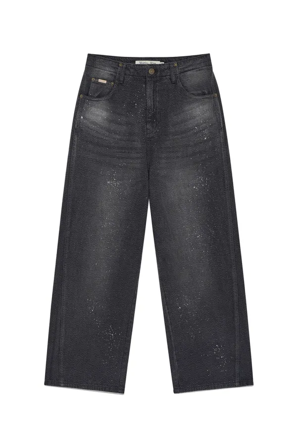 BACK LINE POINT SOFT SHINY DENIM PANTS IN NAVY