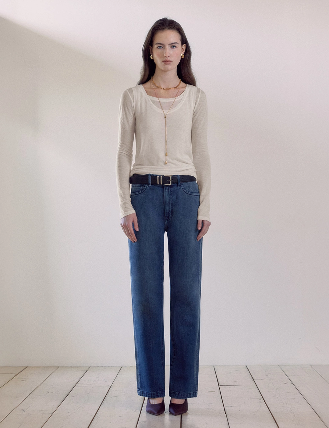 노미나떼 Mid-rise Slim Straight Denim (Deep Blue) 상품 이미지 2