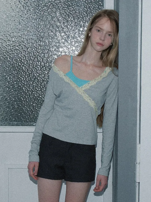 [리오더] V-NECK WRAP T-SHIRT (MELANGE)