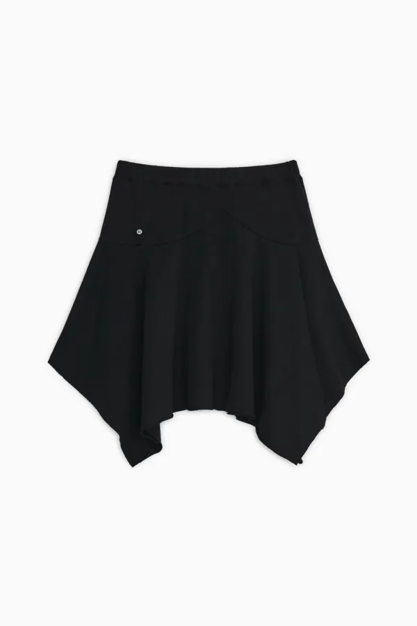 TWO WAY ASYMMETRIC JERSEY SKIRT, BLACK
