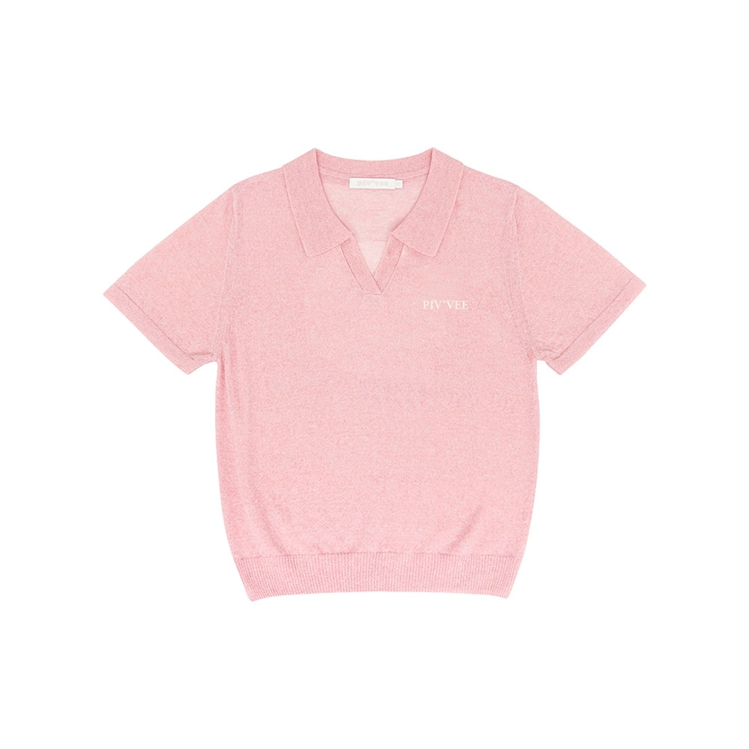 피브비 Giant Smiley Short Sleeve Knit Top (peony pink) 상품 이미지 1
