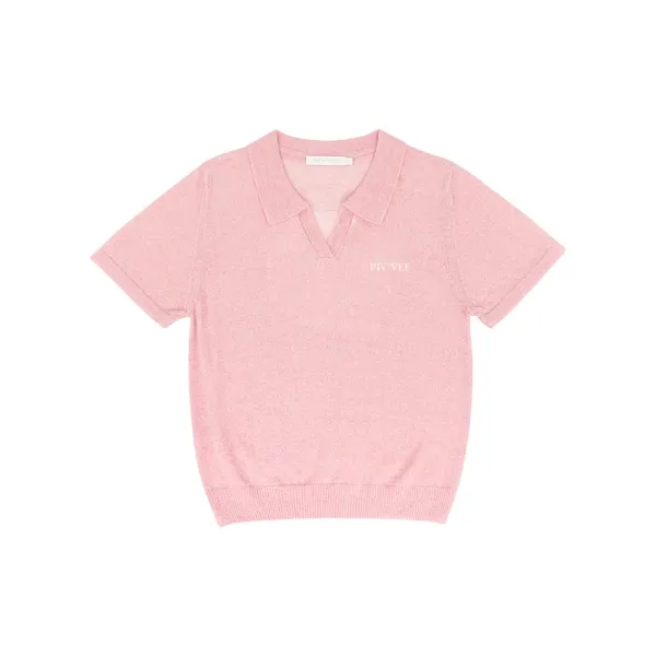 Giant Smiley Short Sleeve Knit Top (peony pink)