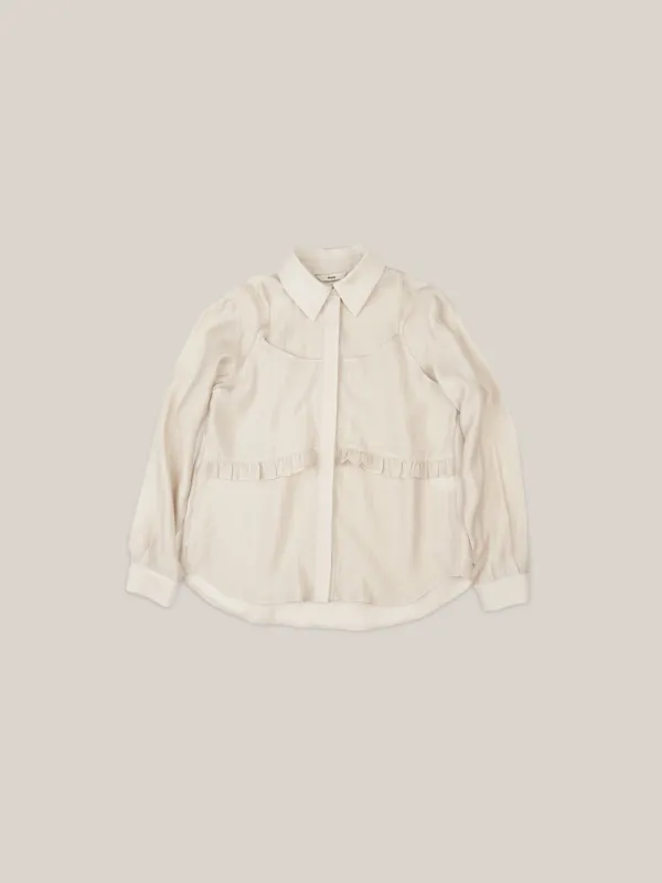 RUFFLE BUSTIER BLOUSE [ BEIGE ]