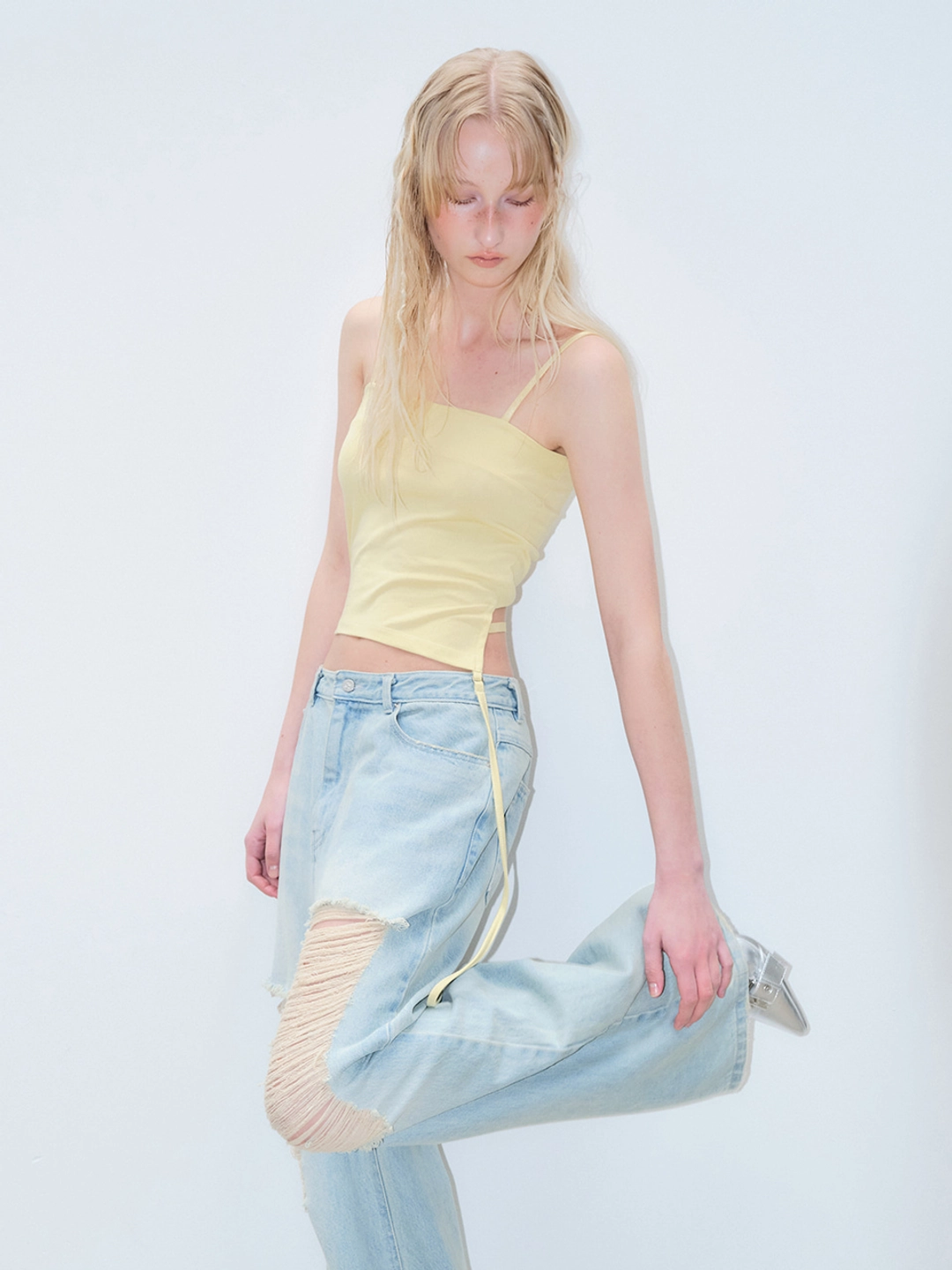 에트몽 Drop Strap Sleeveless Top, Yellow 상품 이미지 2