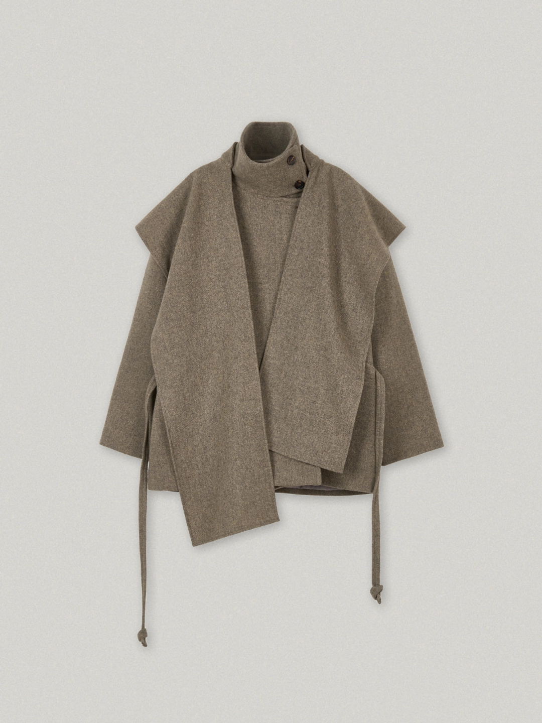 폴뉴아 REFINE HIGH NECK HALF COAT (KHAKI) 상품 이미지 1