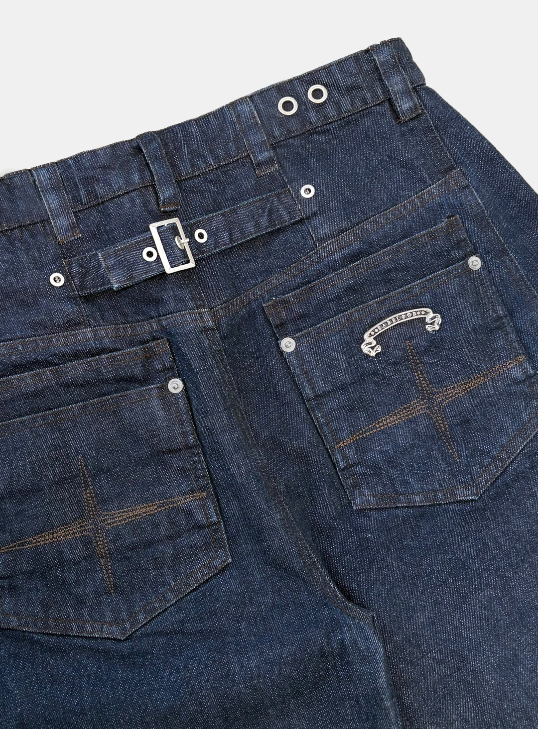 배드블러드 [w-pts26-062] Selvedge Cinch-Back Curved Fit Pants - Blue 상품 이미지 3
