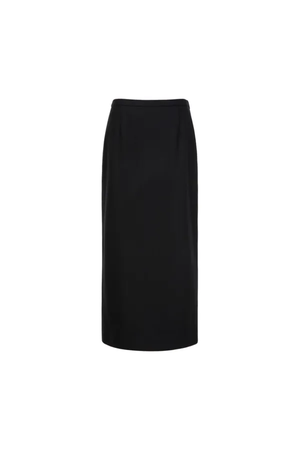 No. 2 Clean Skirt In Wool Blend, Black
