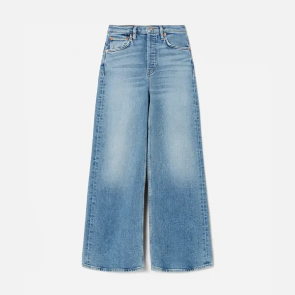 Comfort Stretch High Rise Wide Leg Crop - Blazed Indigo