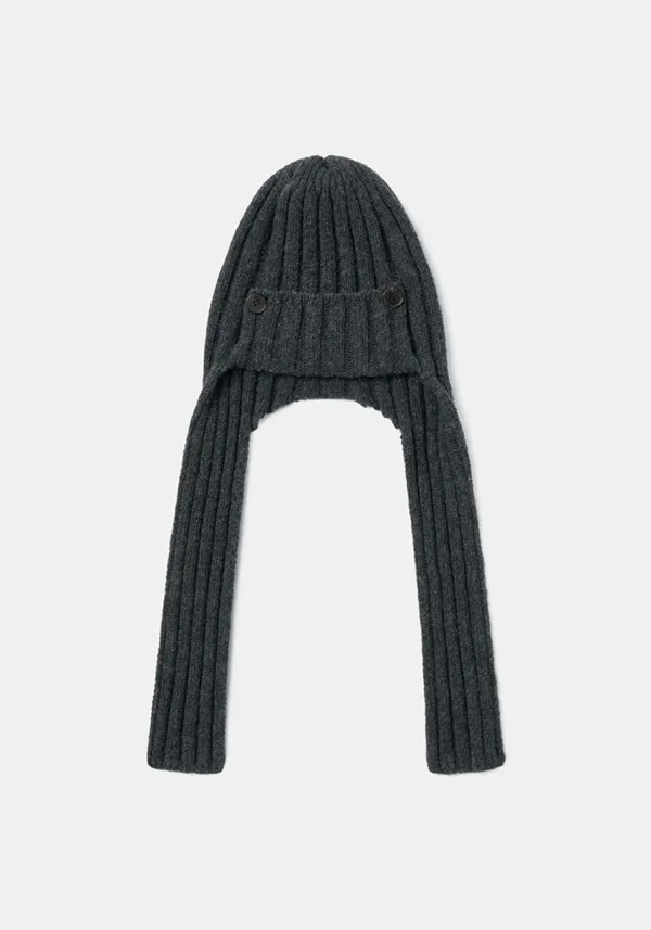 Button beanie (Charcoal)