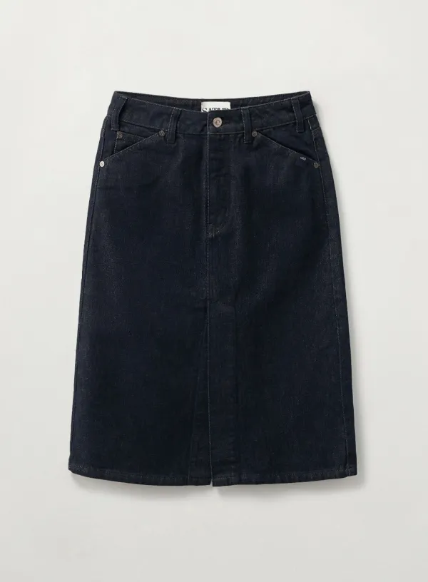 (W) Marradi Denim Midi Skirt - Indigo Blue