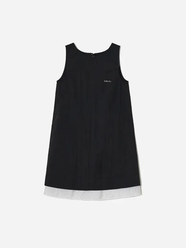 Contrast Hem Sleeveless Mini Dress Black