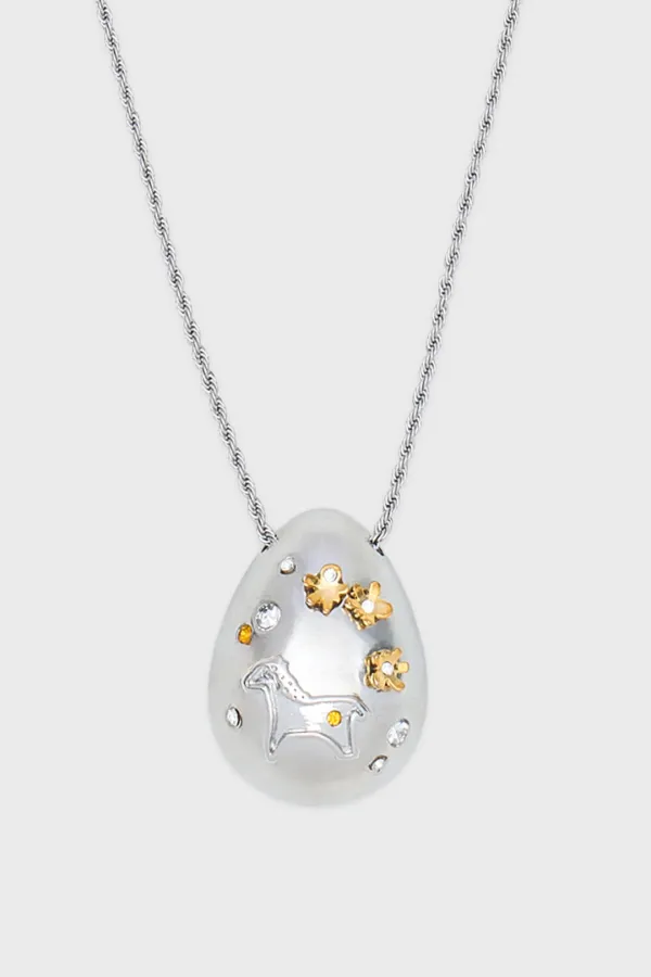 Drawn Egg Necklace (Silver)
