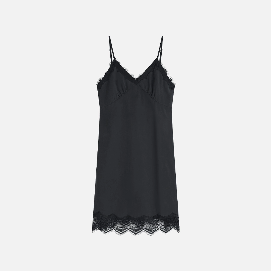 시야쥬 SIA8046 빈티지 레이스 슬립 원피스_Vintage black 상품 이미지 2