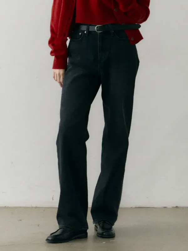 Essential Straight Denim Pants Dark Grey (WINTER VER.)