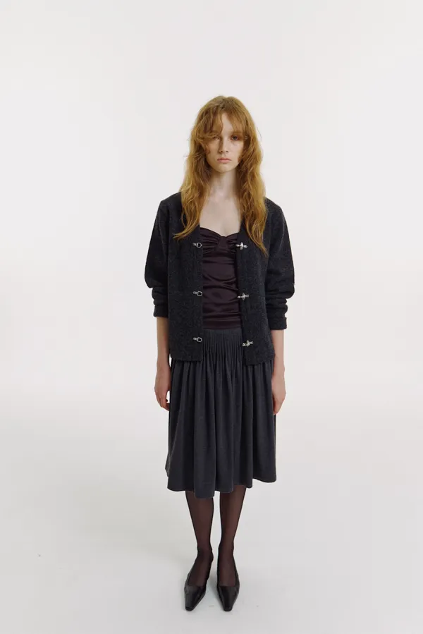 Fireman Clasp Knit Jacket in Charcoal