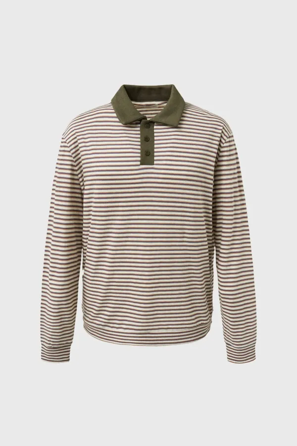 Striped collar tee (khaki)