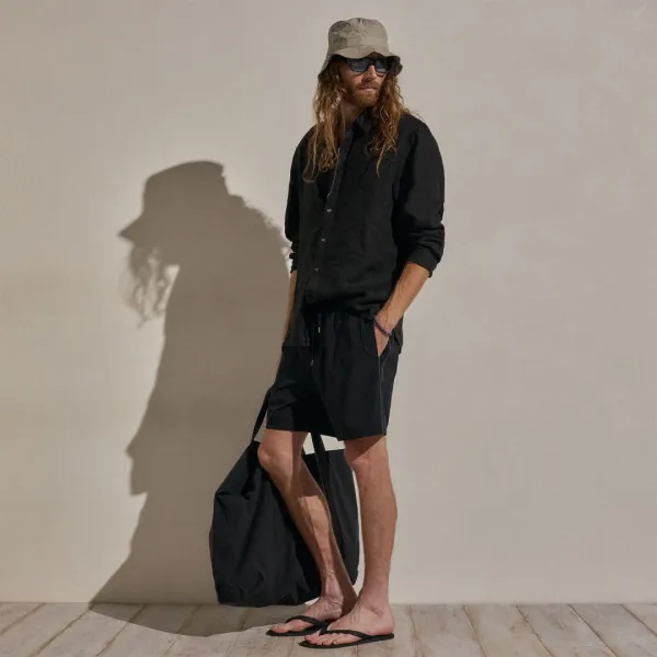 Contrast Piped Boardshort - Black/Carbon