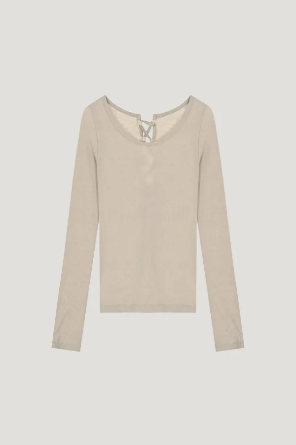 [L/V] BACK LACE WOOL T (BEIGE)