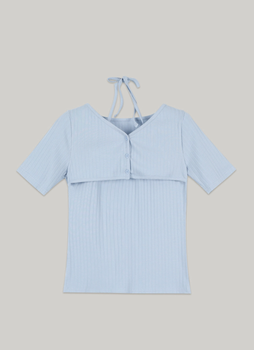 아워코모스 comos 1424 overlap halter neck T-shirt (sky blue) 상품 이미지 3