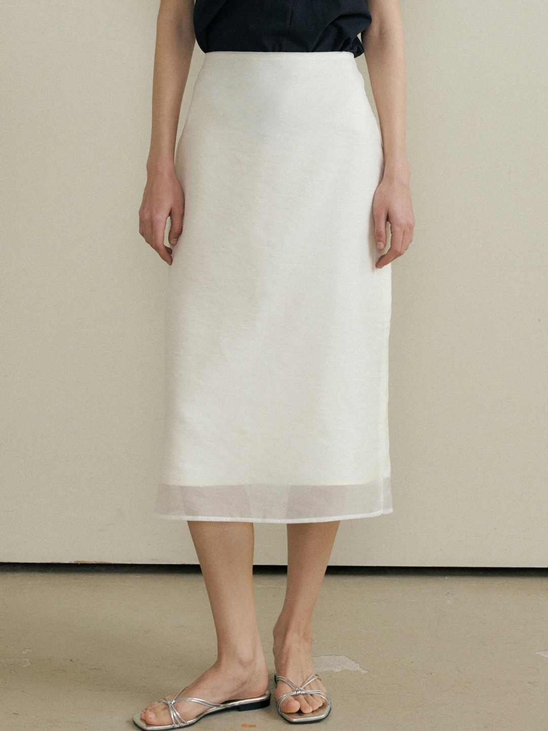 아워코모스 comos 1419 sheer layered skirt (cream) 상품 이미지 2