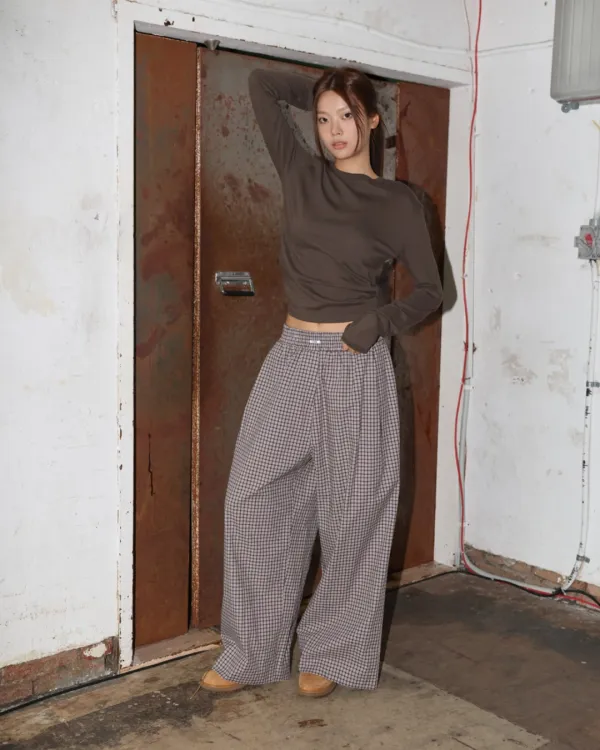 checky easy embroidered patch pants