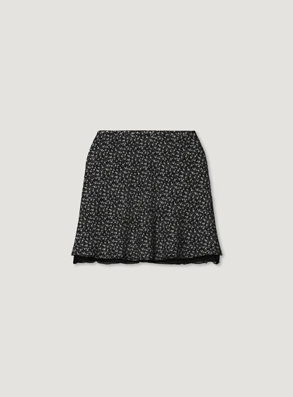 BAMBI FLORAL SKIRT_BLACK