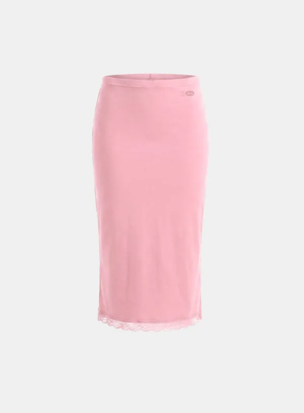 [w-skt26-019] Everyday Lace Midi Skirt - Pink