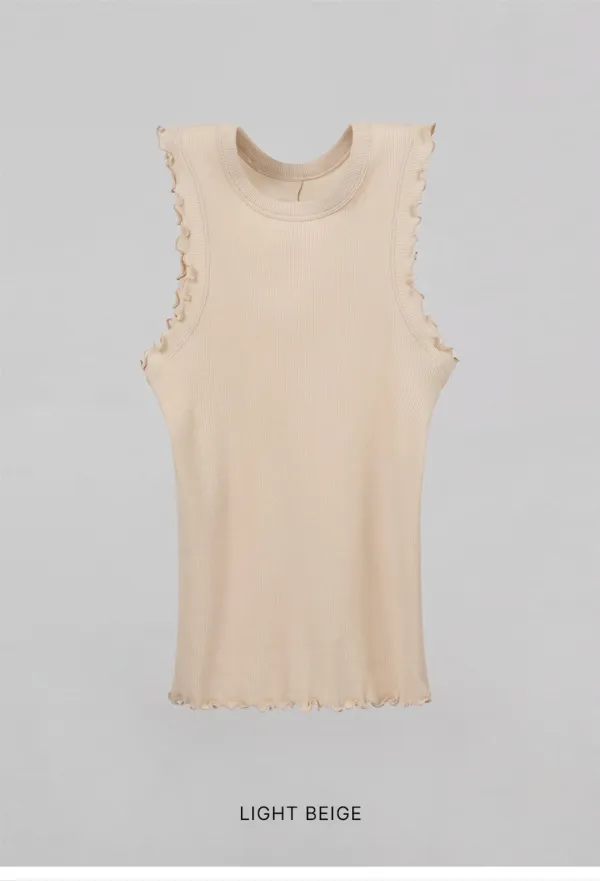 WAVE RIBBED SLEEVELESS_LIGHT BEIGE